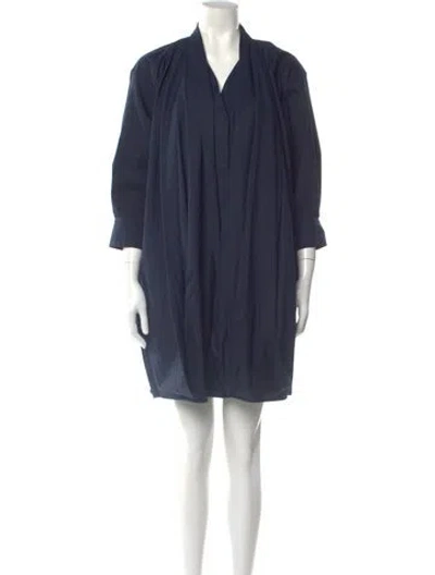 Pre-owned Loewe V-neck Mini Dress In Blue