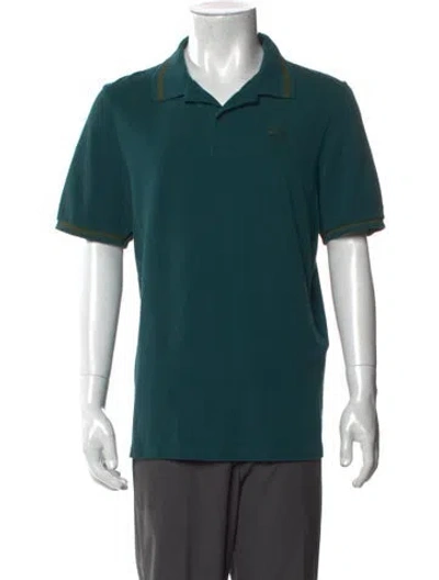 Pre-owned Loewe V-neck Short Sleeve Polo Shirt In Green