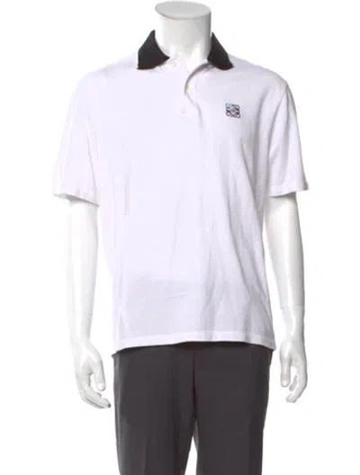 Pre-owned Loewe V-neck Short Sleeve Polo Shirt In White