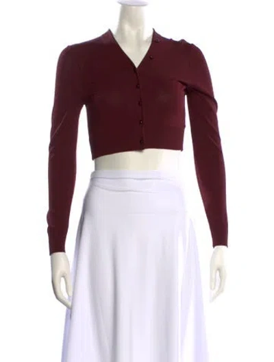 Pre-owned Loewe V-neck Sweater In Burgundy