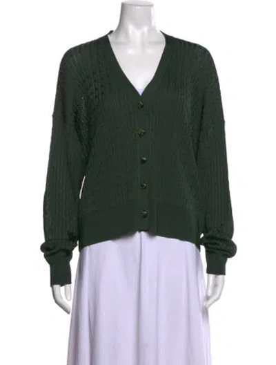 Pre-owned Loewe V-neck Sweater In Green