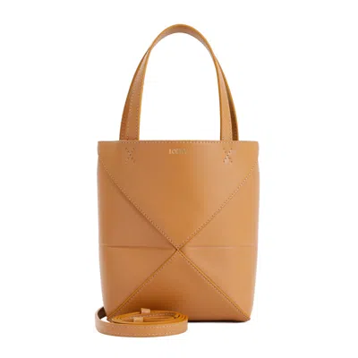 Loewe Warm Desert Calf Leather Puzzle Fold Tote Mini In Brown