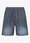 Loewe Bermuda Shorts With Back Pockets And Elastic Waistband In Blue