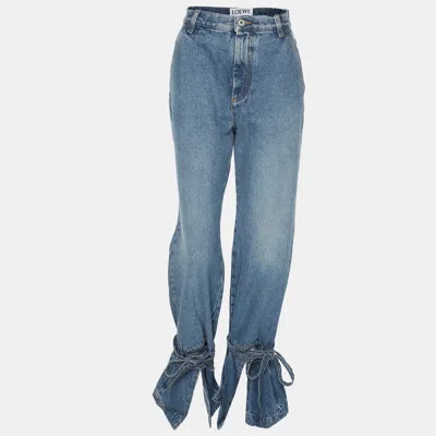 Pre-owned Loewe Washed Blue Denim Tie Cut Panel Jeans S