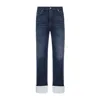 LOEWE WASHED INDIGO BLUE COTTON FISHERMAN TURN-UP JEANS