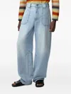 Loewe Washed-effect Panelled Jeans In Blue