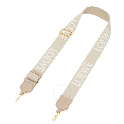 Loewe Webbing Strap In Wool And Calfskin - Ecru/natural