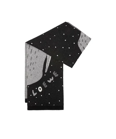 Loewe Whale Wool Scarf In Black
