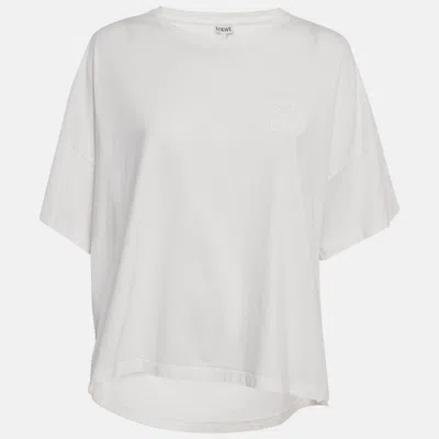 Pre-owned Loewe White Anagram Embroidered Cotton High Low T-shirt M