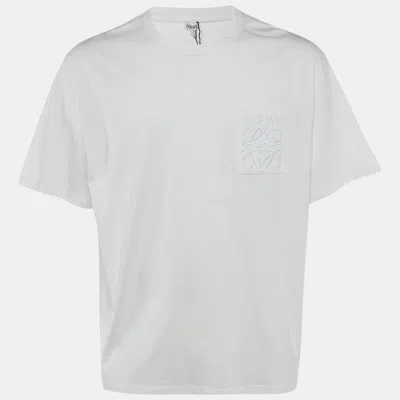 Pre-owned Loewe White Anagram Embroidered Pocket Cotton T-shirt S
