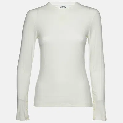 Pre-owned Loewe White Anagram Jersey Long Sleeve T-shirt M