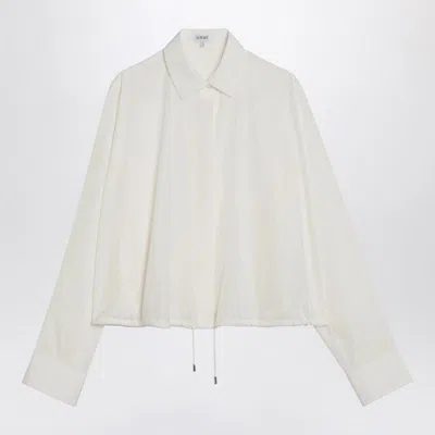 LOEWE LOEWE  WHITE BALLOON-SLEEVE SILK SHIRT