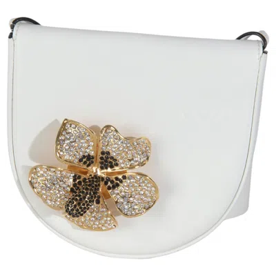 Pre-owned Loewe White Calfskin Heel Metal Flower Crossbody