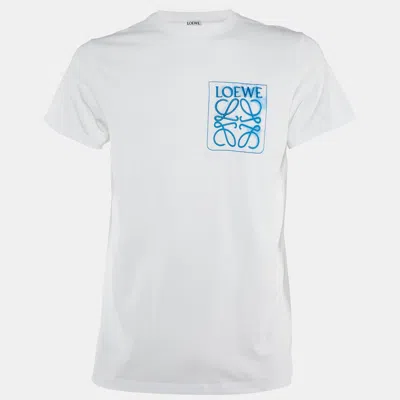 Pre-owned Loewe White Cotton Anagram Fake Pocket T-shirt Xl