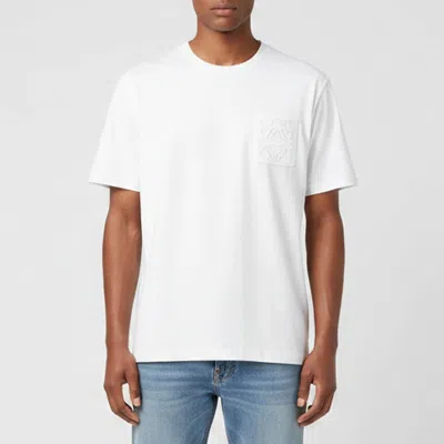 Pre-owned Loewe White Cotton Anagram Pocket Relaxed Fit T-shirt Xl