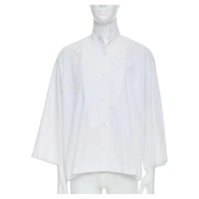Pre-owned Loewe White Cotton Asymmetric Collar Cropped Sleeve Boxy Shirt S