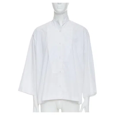 Pre-owned Loewe White Cotton Asymmetric Collar Cropped Sleeve Boxy Shirt S