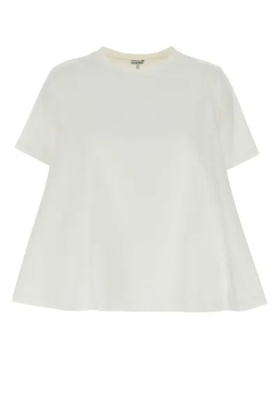 LOEWE WOMEN WHITE COTTON BLEND T-SHIRT, S LUXURY T-SHIRTS FOR WOMEN DARVEYS