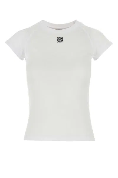 Loewe Anagram Embroidered Cotton-blend Jersey T-shirt In White
