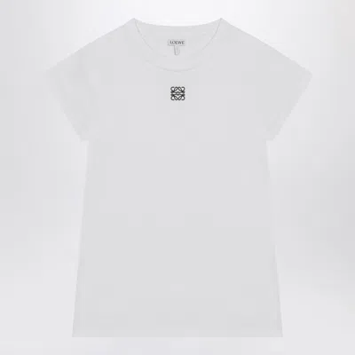 Loewe White Cotton-blend T-shirt With Anagram Logo Women