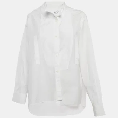 Pre-owned Loewe White Cotton Button Front Asymmetric Loose Fit Shirt L
