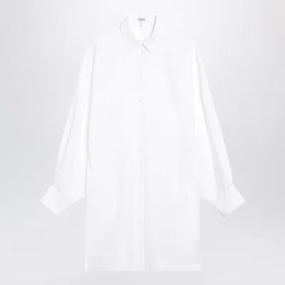 Loewe White Cotton Poplin Shirt Dress With Batwing Sleeves