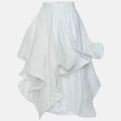 Pre-owned Loewe White Cotton Spiral Midi Skirt M
