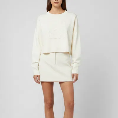 Pre-owned Loewe White Cream Long Sleeve Crewneck Sweater L