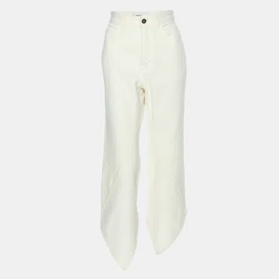 Pre-owned Loewe White Denim Asymmetric Hem Jeans S