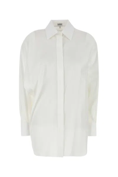 LOEWE WHITE DRAPED COTTON SHIRT