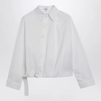 Loewe White Draped Cotton Shirt In Animal Print