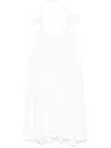 Loewe Flamenco Knotted Leather-trimmed Voile Halterneck Mini Dress In White