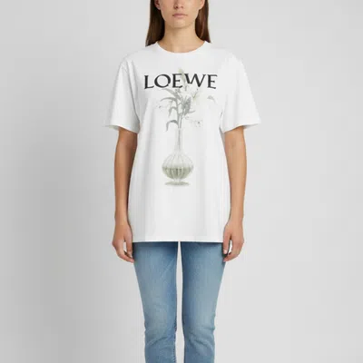 Pre-owned Loewe White Flower And Vase Graphic Jersey Crew Neck T-shirt L