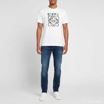 Pre-owned Loewe White Glitch Anagram Cotton Crew Neck T-shirt Xs
