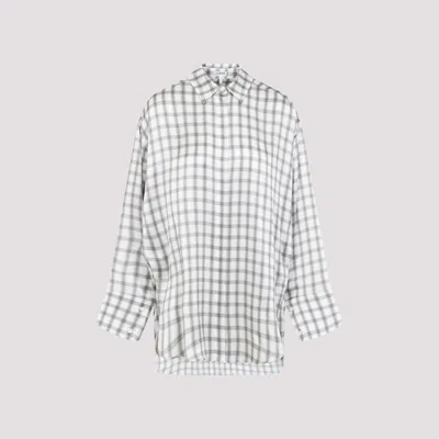 Loewe White Grey Check Satin Shirt