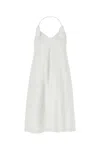 Loewe Flamenco Knotted Leather-trimmed Voile Halterneck Mini Dress In White
