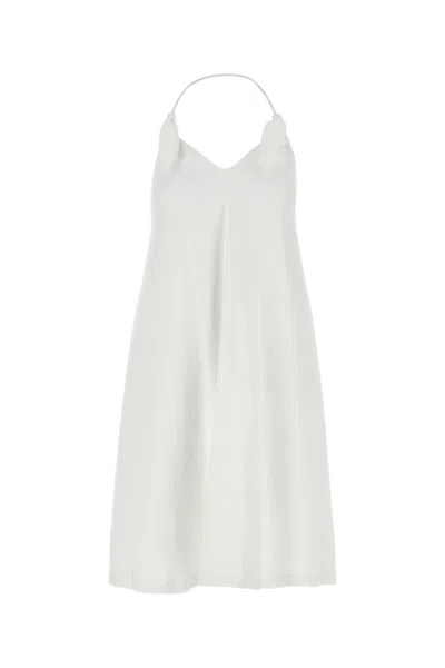 LOEWE WHITE KNOT-DETAILING MIDI DRESS