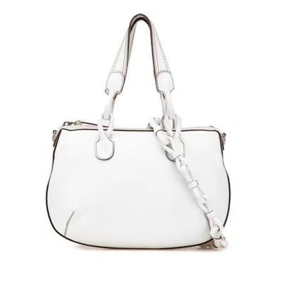 Pre-owned Loewe White Leather Handbag Shoulder Bag ()