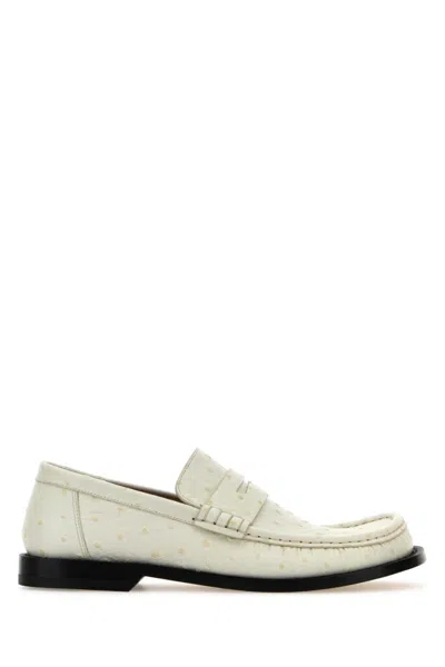 LOEWE WHITE LEATHER LOAFERS