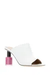 Loewe Leather Almond Toe Block Heel Sandals In Multicolor