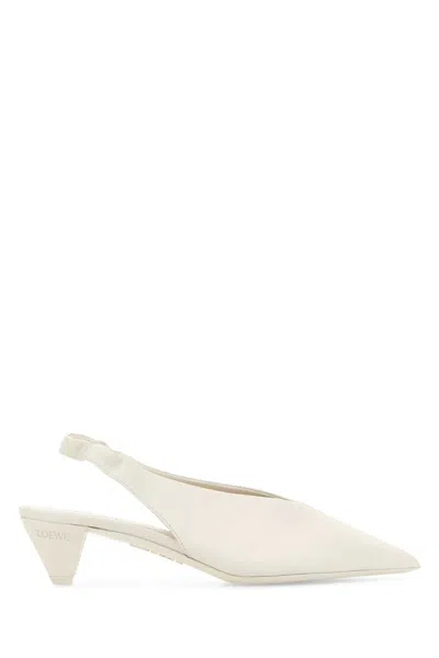 Loewe White Leather Origami Cubic Pumps