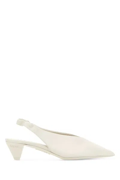Loewe White Leather Origami Cubic Pumps In Neutral