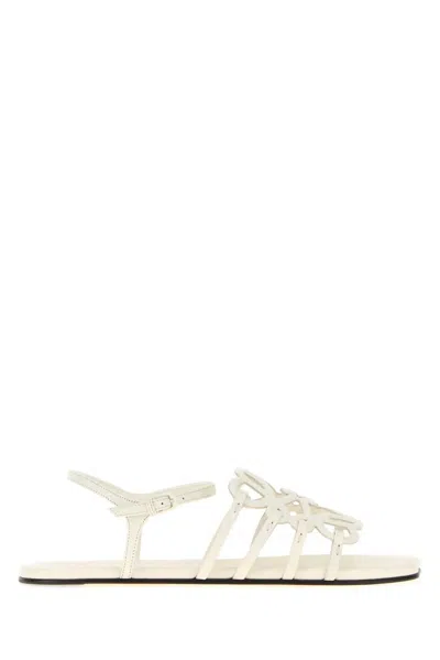 Loewe White Leather Paula S Ibiza Petal Anagram Sandals In Multi