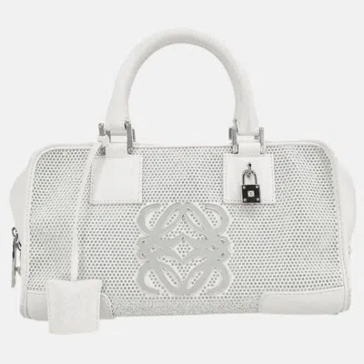 Pre-owned Loewe White Leather Sequins Amazona 28 Handbag