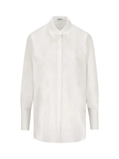 Loewe White Lightweight Cotton Poplin Fold Shirt For Women