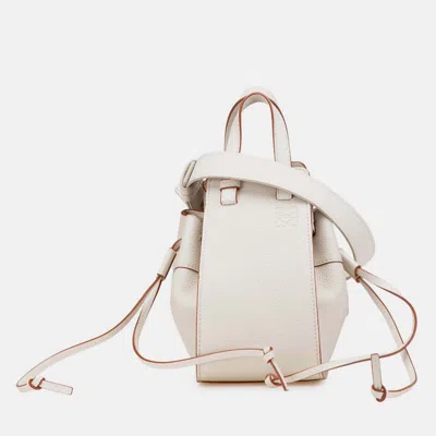 Pre-owned Loewe White Mini Grained Calfskin Hammock Bag