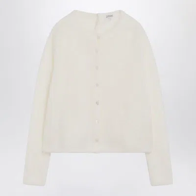 Loewe Embroidered Anagram Mohair-blend Cardigan In White