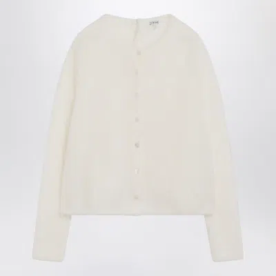 Loewe Embroidered Anagram Mohair-blend Cardigan In White