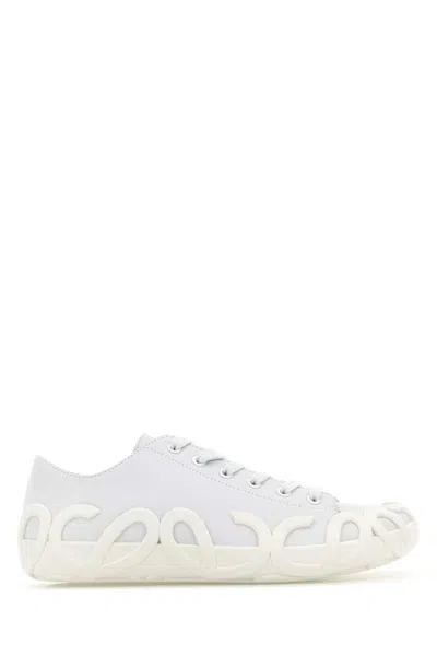 Loewe Rise Suede Sneakers In White