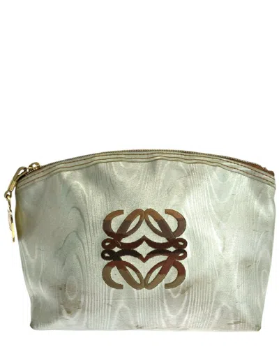 Pre-owned Loewe White Nylon Anagram Pouch (authentic Pre-loved)